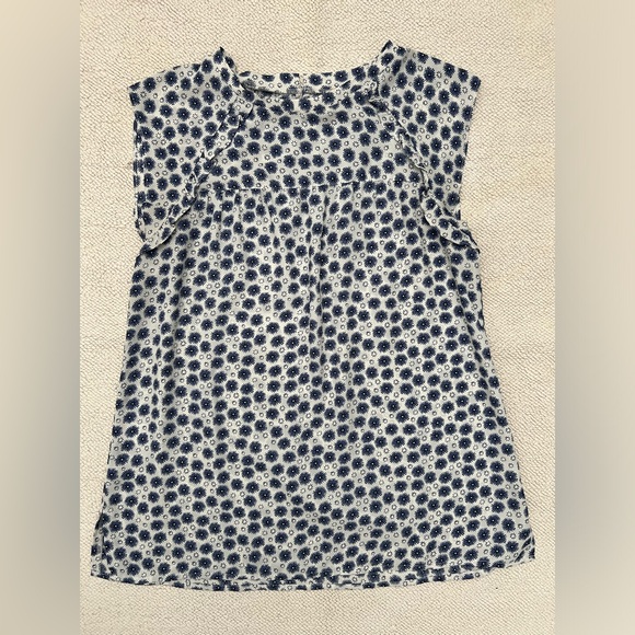 LOFT Ruffle Top/Blouse | Color: Blue,White,black Print | Size: XS - Picture 4 of 15